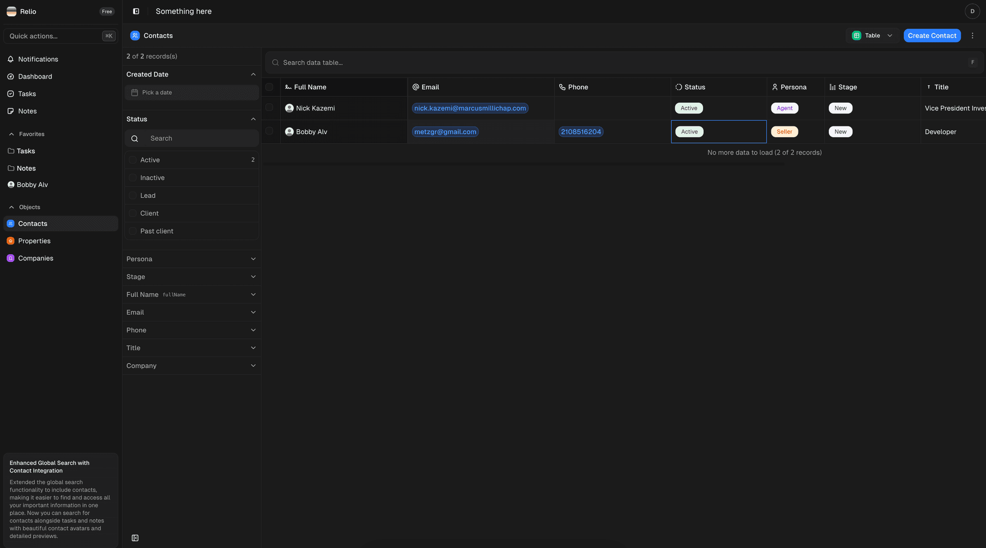 Enhanced Global Search with Contact Integration