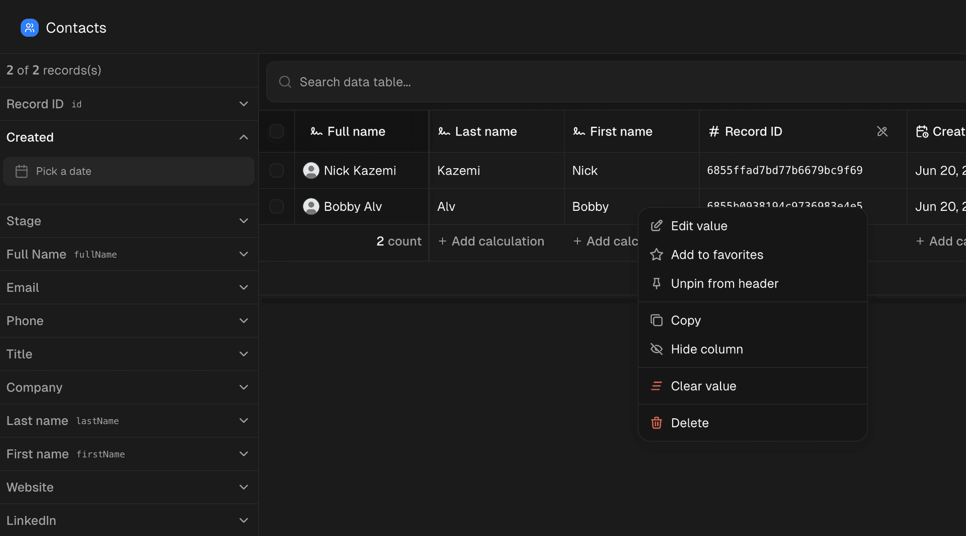 Pin Important Records & Better Data Management